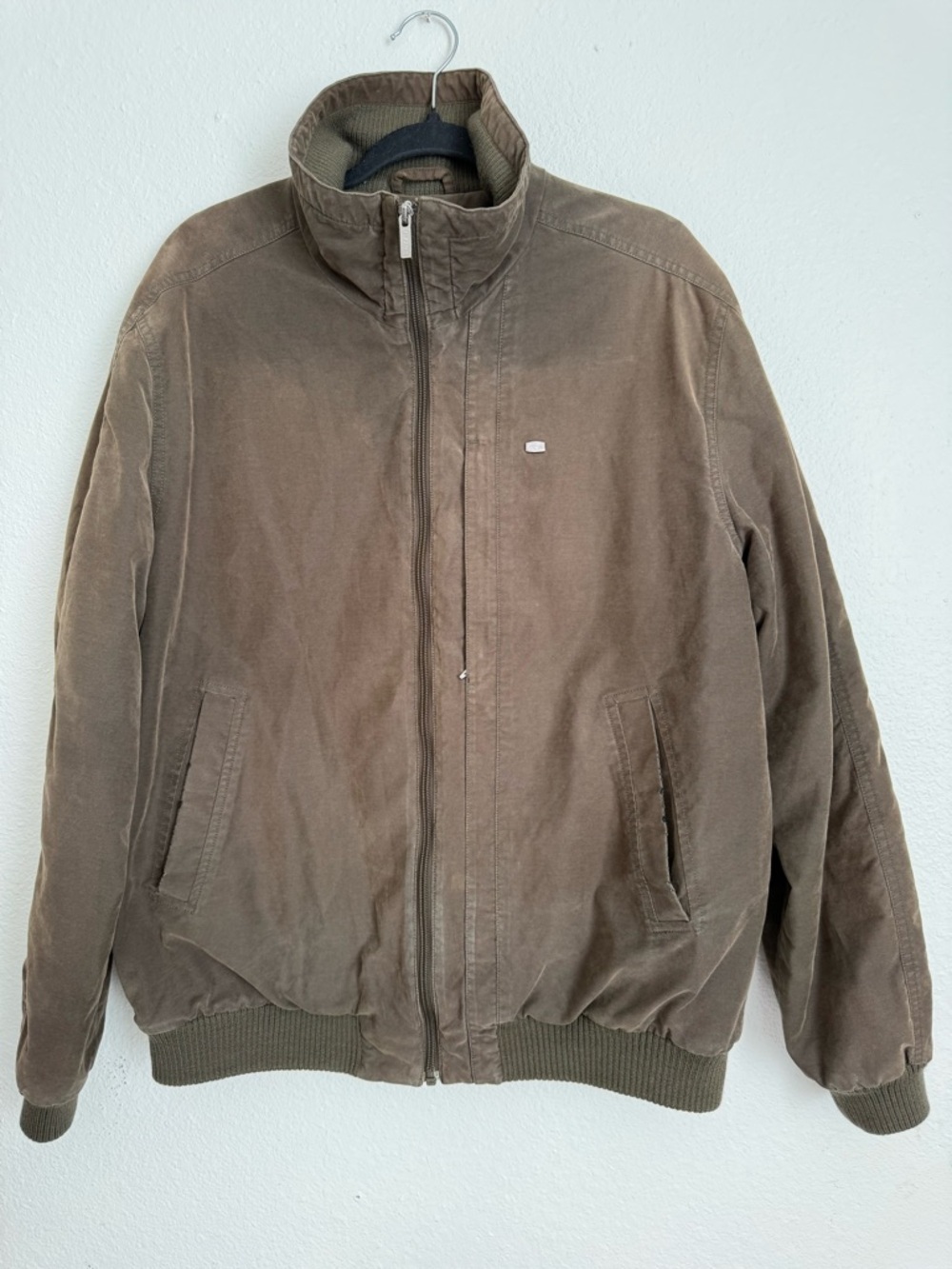 Lacoste Vintage 90s Brown Olive Zip-Up Bomber Jacket